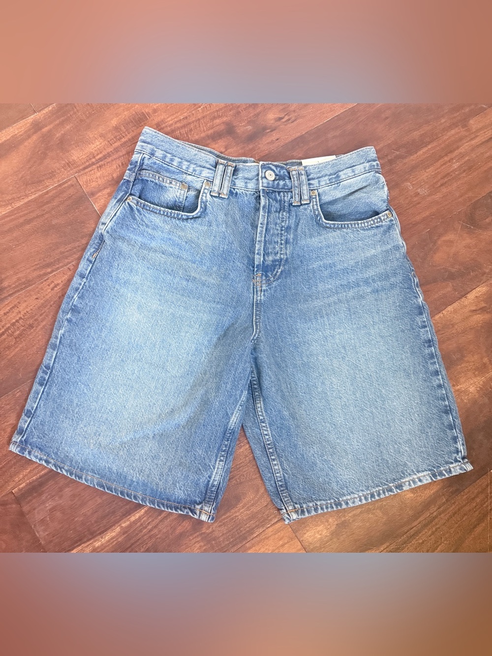 We The Free Light Blue High-Rise Button-Fly Jean Shorts